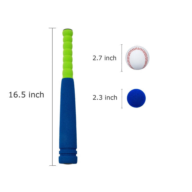 CELEMOON Soft Kids Foam Baseball Bat Toy Set with 3 Balls, 16.5 Inch [Mini Size] for Toddlers Age 3 Years Old Indoor Outdoor Sport T Ball Bat Playing Game, Blue - Image 2
